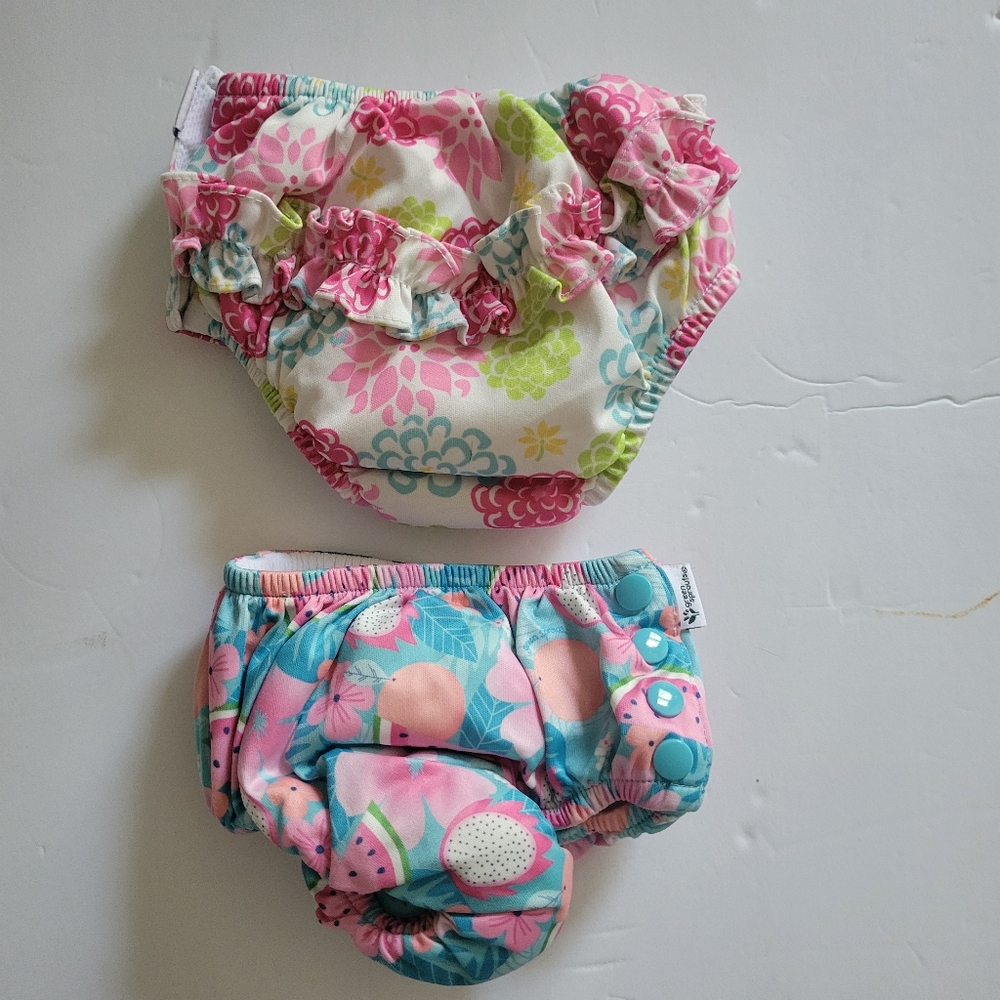 Green Sprouts/iPlay. Floral Ruffle Swim Diaper Set.12 Months